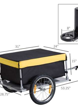 Bicycle Cargo Trailer, Two-Wheel Bike Luggage Wagon Trailer with Removable Cover, Fits 20" - 26" Bicycle Wheels, Yellow