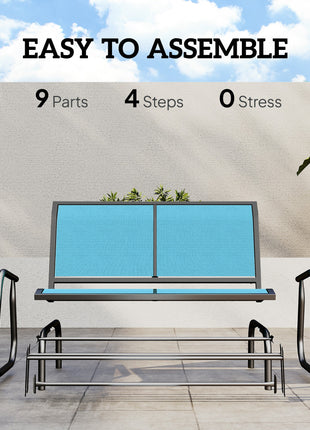 2-Person Outdoor Glider Bench, Patio Double Swing Rocking Chair Loveseat w/Powder Coated Steel Frame for Backyard Garden Porch, Blue