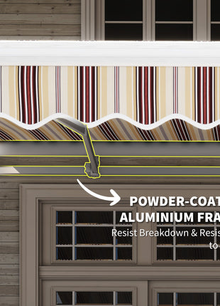 13' x 8' Retractable Awning, Patio Awnings, Sunshade Shelter w/ Manual Crank Handle, UV & Water-Resistant Fabric and Aluminum Frame for Deck, Balcony, Yard, Red Stripes