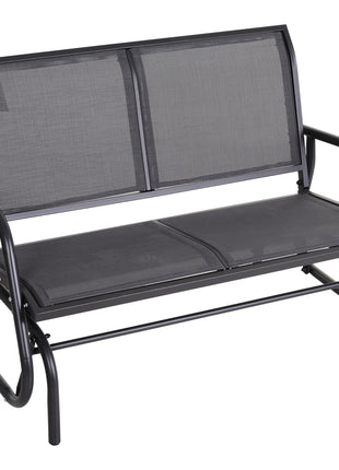 2-Person Outdoor Glider Bench Patio Double Swing Rocking Chair Loveseat w/Power Coated Steel Frame for Backyard Garden Porch, Grey