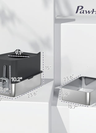 Extra Large Stainless Steel Litter Box, Enclosed Cat Litter Box with Scoop, Top Entrance, Non-slip Pads, Black