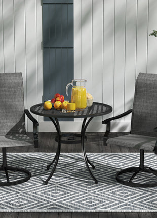 Patio Swivel Chairs Set of 2, High Back Patio Dining Chairs with All-Weather Mesh for Backyard, Lawn, Garden, Gray