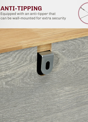 Kitchen Storage Cabinet, Sideboard Floor Cupboard with Solid Wood Top, Adjustable Shelf, and 3 Drawers, Light Gray