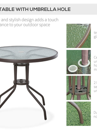 6 Piece Patio Dining Set for 4 with Umbrella, Outdoor Table and Chairs with 4 Folding Dining Chairs & Round Glass Table for Garden, Backyard and Poolside, Beige