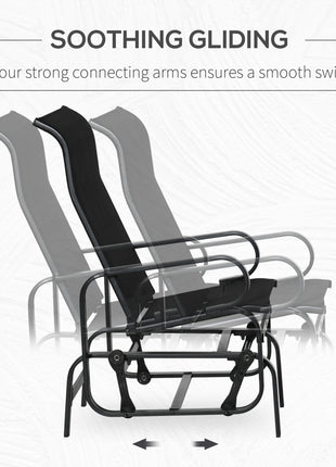 Outdoor Patio Sling Fabric Swing Glider Rocker Chair with Smooth Rocking Arms, Black