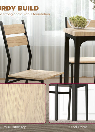3 Piece Dining Table Set for 2, Modern Kitchen Table and Chairs, Dining Room Set for Breakfast Nook, Light Wood Grain