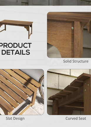 Slatted Wooden Garden Bench, Curved Seat Front Porch Bench, Teak