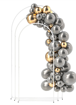 Metal Arch Backdrop Stand Set of 3, 7/6.5/6 ft Wedding Arch Frame, Balloon Backdrop Arch Stand Set for Birthday Party, Bridal Shower, Graduation, Ceremony, Banquet Decorations, White