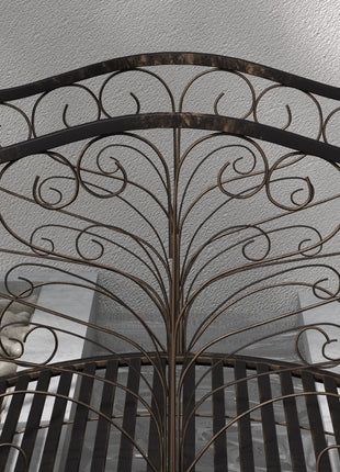 4’ Metal Arch Backyard Garden Bridge with Safety Siderails, Delicate Scrollwork, & Easy Assembly, Black Bronze