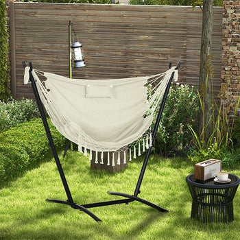 U Shape Stand Hammock Chair, Headrest Include Hammock Swing, Cream White