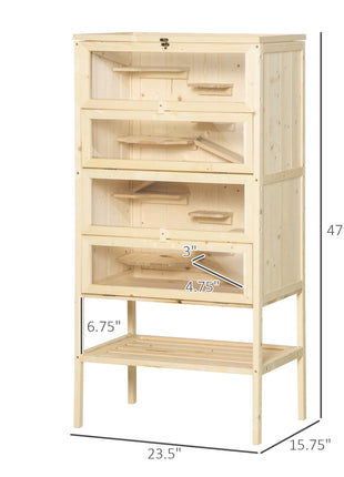5-Tier Wooden Hamster Cage Mice Habitat Rat Habitat with Openable Top, Front Door and Storage Shelf