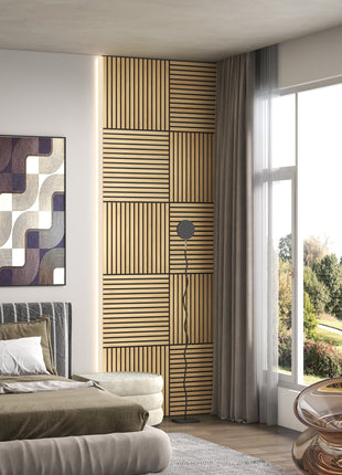 24" x 24" Wood Panels for Wall, 4 Pack Acoustic Panels, Sound Absorbing Slat Wall for Wall Decor, Home, Oak