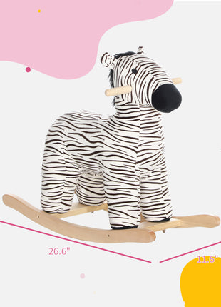Zebra Shaped Kids Rocking Horse with Realistic Sound for 2-4 Years, Black