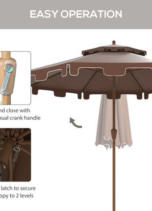 8.8' Patio Umbrella with Push Button Tilt and Crank, Brown
