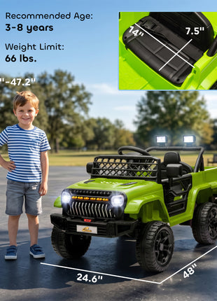 12V 4x4 Kids Electric Car w/ 2WD/4WD Switchable, Remote Control, Spring Suspension System, Back Trailer, Camouflage