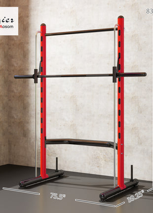 Squat Rack with Pull Up Bar and Barbell Bar Adjustable Bench Press Multi-Function Weight Lifting Half Rack Red