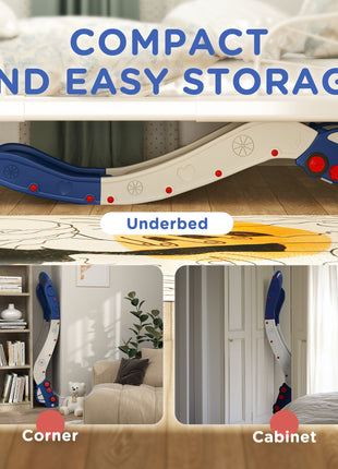 Extra Length Toddler Slide for Bed, Sofa, Easy to Assemble, Blue