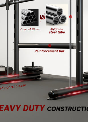 Squat Rack with Pull Up Bar and Barbell Bar Adjustable Bench Press Multi-Function Weight Lifting Half Rack Black