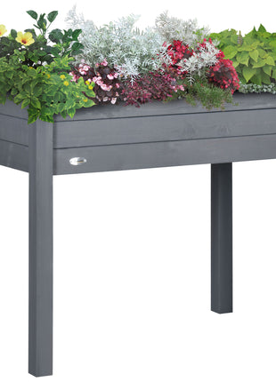 34" Raised Garden Bed, Elevated Wooden Planter Box with Holes for Vegetables, Herb, Flowers for Backyard, Dark Gray