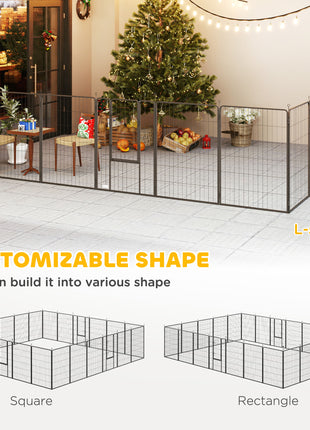 Dog Playpen for Indoor Outdoor, 24 Panels 44.5" H Puppy Playpen with Lockable Door, DIY Shape Pet Exercise Fence, Black