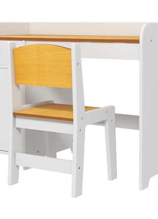 Kids Desk and Chair Set with Storage, Study Desk with Chair, White