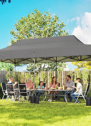 10 x 20 ft Pop Up Canopy Tent, Heavy Duty UPF50+ Outdoor Portable Instant Canopy Shelter with Wheeled Bag, Dark Gray