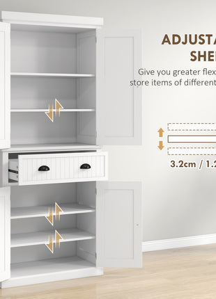 72" Kitchen Cabinet, Pantry Storage Cabinet with Doors and Shelves