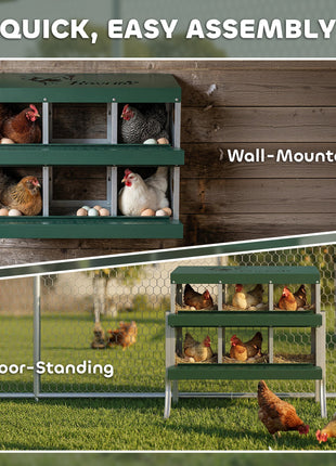 Chicken Nesting Boxes, 6 Compartment Steel Nesting Boxes for Chickens, Wall Mount Egg Laying Boxes with Vented Holes