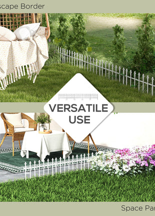 Metal Decorative Garden Fence, 9.2' x 17.25" 5 Steel Panels, Decorative Border for Landscape, Flower Bed, Animals, White