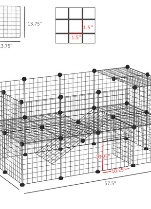 36 Panels Small Animal Playpen with Door, DIY C & C Cage for Guinea Pigs with Ramp, Portable Metal Wire Yard for Rabbit, Hedgehogs, 14 x 14 in