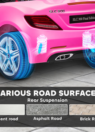 Mercedes SLC 300 Licensed Kids Electric Car with Remote Control, 12V Battery Powered Kids Ride on Car with Music, Lights, Suspension for 3-6 Years Old, Pink