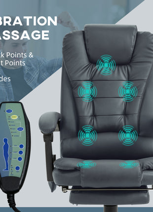 7-Point Vibrating Massage Office Chair High Back Massaging Office Desk Chair with Lumbar Support, Footrest, Blue