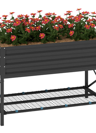 Galvanized Raised Garden Bed, Metal Planter Box with Legs, Storage Shelf and Bed Liner, Dark Gray