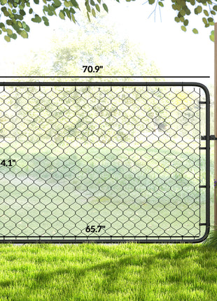 Garden Gate Chain Link Fence Gate, Galvanized Steel Garden Door for Yard Entrance Way, 47.2 x 70.9 in., Black