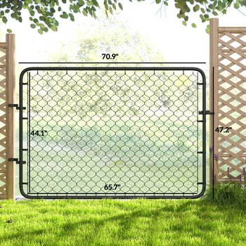 Garden Gate Chain Link Fence Gate, Galvanized Steel Garden Door for Yard Entrance Way, 47.2 x 70.9 in., Black