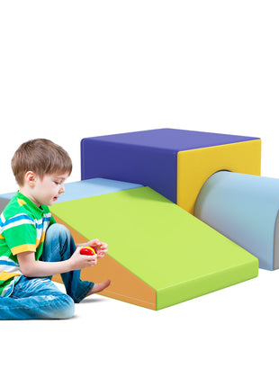 4 Piece Foam Play Set, Soft & Safe Kids Toddlers Children Climbing Set for Crawling or Sliding, Contemporary