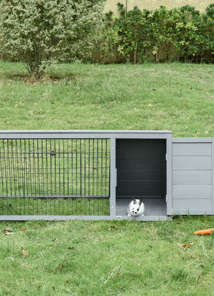 Rabbit Hutch Outdoor, Wooden Chicken Coop with Run, Outdoor Small Animal Cage for Rabbit, Light Gray