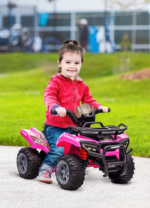 Kids Four Wheeler  Ride on Car, Motorized Quad, 6V Battery Powered Electric Quad with Songs for 18-36 Months, Pink