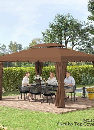 Model 84C-101 or 84C-144 13' x 10' Gazebo Replacement Canopy, Gazebo Top with Double Vented Roof (TOP ONLY), Coffee