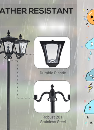 Outdoor Lamp Post Lights, Triple Head Solar Powered Lamp, Street Vintage Solar Post Lamp, for Backyard, Garden Pathway, Driveway, 72 Inches