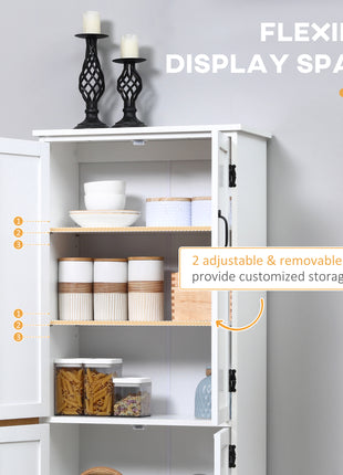 Accent Floor Storage Cabinet Kitchen Pantry with Adjustable Shelves and 2 Lower Doors, White