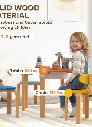 5 Piece Kids Table and Chairs Set, Toddler Table and Chair Set with Built-in Storage, for Nursery, Living Room, Playroom