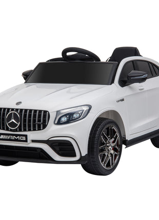 12V Toddler Ride On Car with Remote Control, Mercedes Benz AMG GLC63S Coupe, Electric Car with 2 Speed, MP3 Player, Light, Horn, Songs, Suspension, White