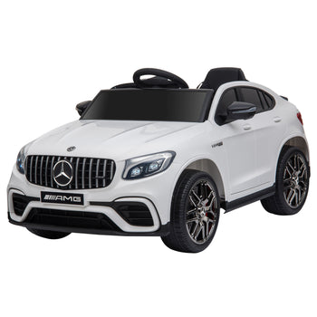 12V Toddler Ride On Car with Remote Control, Mercedes Benz AMG GLC63S Coupe, Electric Car with 2 Speed, MP3 Player, Light, Horn, Songs, Suspension, White