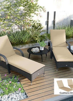 Foldable Chaise Lounge Cushion Set of 2, Outdoor Lounge Chair Cushion Set, UPF50+ 200gsm Fabric, 76" x 23", Beige