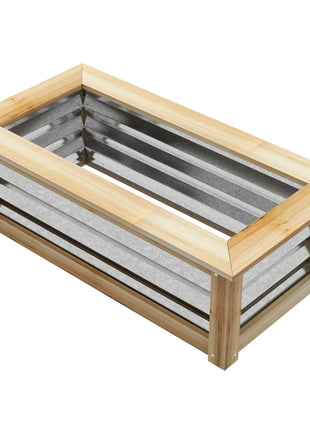 Raised Garden Bed, Planter Box, Metal and Wood Combined, for Growing Flowers, Herbs and Vegetables