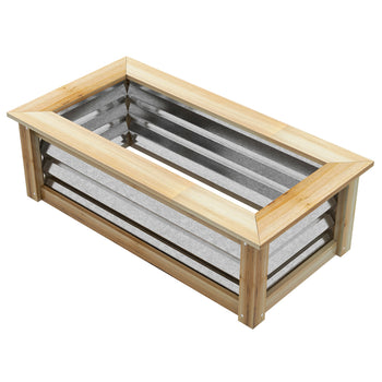 Raised Garden Bed, Planter Box, Metal and Wood Combined, for Growing Flowers, Herbs and Vegetables