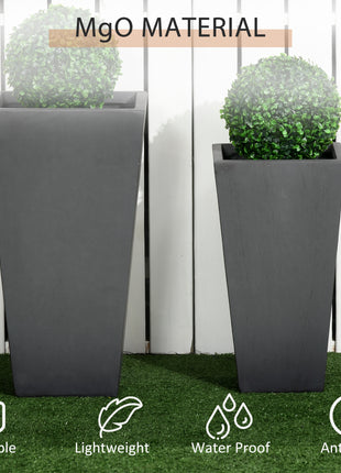 2-Pack Outdoor Planter Set, Flower Pots with Drainage Holes, Durable & Stackable Plant Pot, 22in & 18in, for Porch, Entryway, Patio, Yard, Garden, Gray