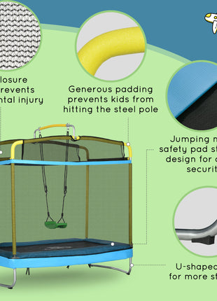 3-in-1 Trampoline for Kids, 6.9' Kids Trampoline with Net, Light Blue