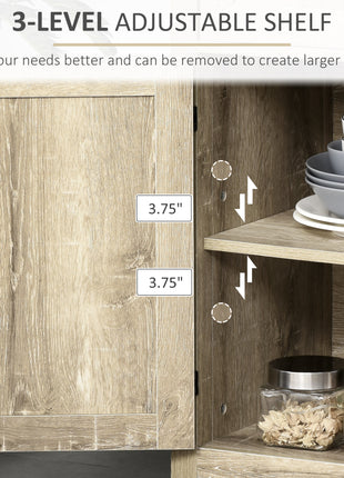 Modern Farmhouse Sideboard with Storage, Buffet Cabinet with 2 Barn Doors and Drawer for Dining Room, Oak